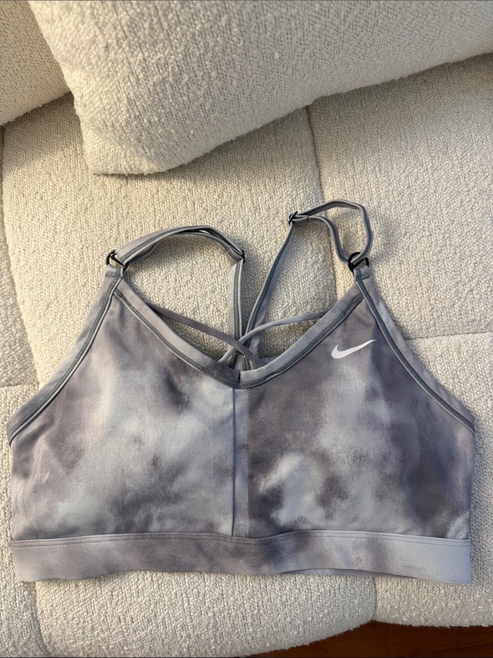 Nike Tie-Dye Gray Crisscross Strap Sports Bra